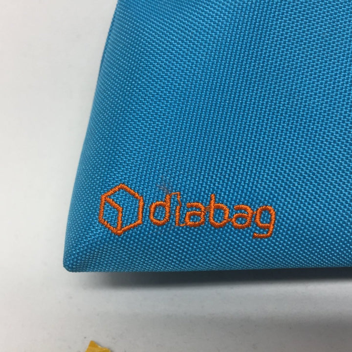 Zuckerschmuck Diabetes Zubehörtasche "Sunny" cyan/orange, klein Logo diabag