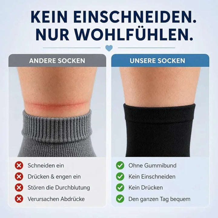 Zuckerschmuck Diabetiker Socken Schwarz, bequem, weich
