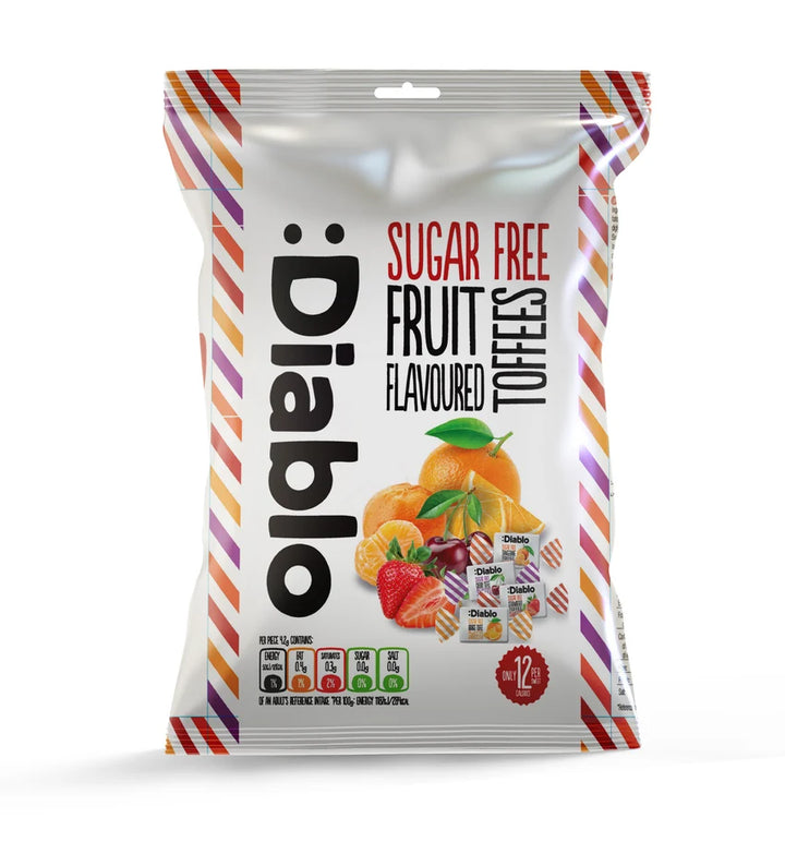 Diablo zuckerfreie Toffee - Bonbons mit Fruchtgeschmack (75g)