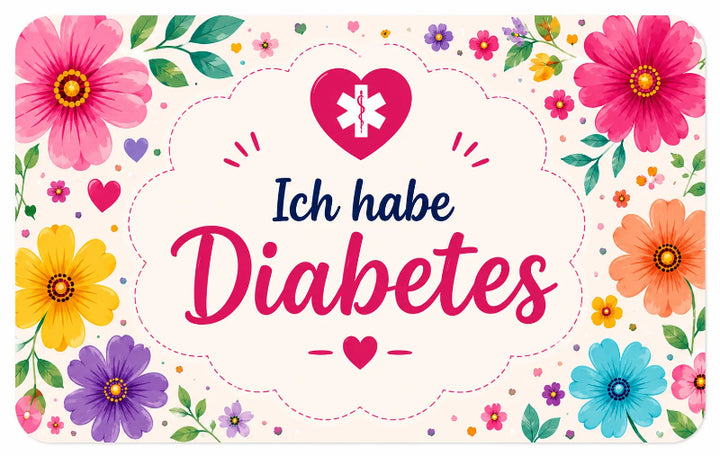Zuckerschmuck Medical ID Karte für Diabetiker ''Flowers'' Vorne