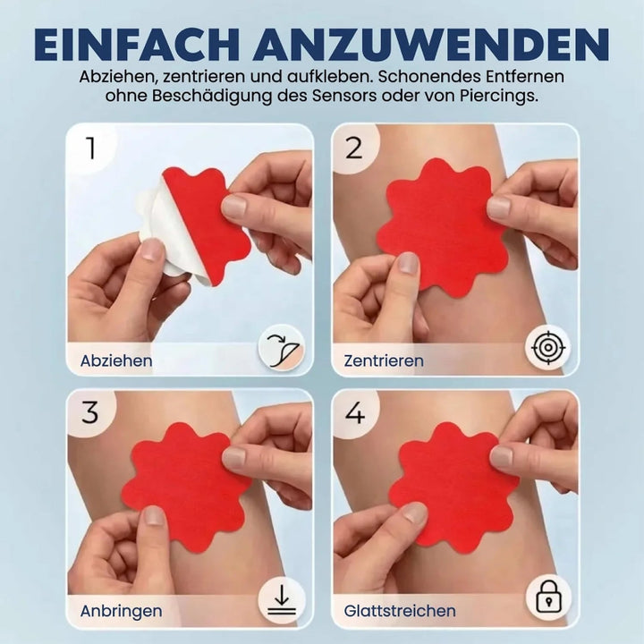 Zuckerschmuck Overpatches Dexcom, Freestyle Libre, Medtronic Enline, SmartGuide Anwendung Klebeanleitung