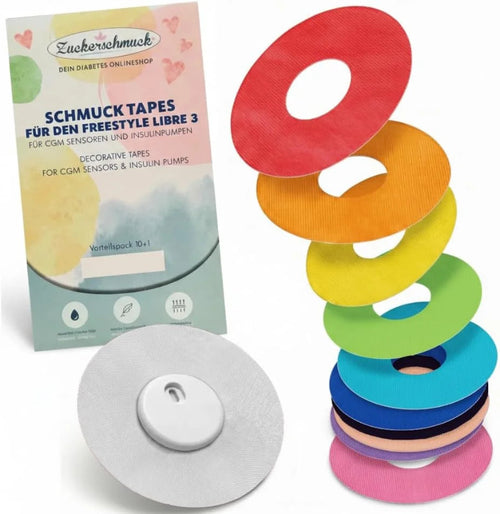 NEU: Sparpack 10+1 Libre 3 Tape Regenbogen MIX (Ringtape passend z.B. Libre 3)
