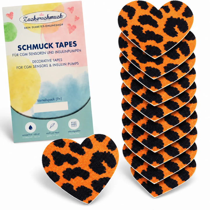 Sparpack 10+1 SCHMUCK Tape Herz Leo: Sensor Overpatch, z. B. für Freestyle Libre 3, Libre 3 Plus & Dexcom G7 | Pflaster wasserdicht, dekorativ