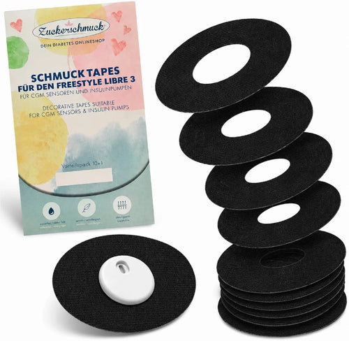 Value pack 10 + 1 Jewelry Tape Black Oval (e.g. Libre 3)