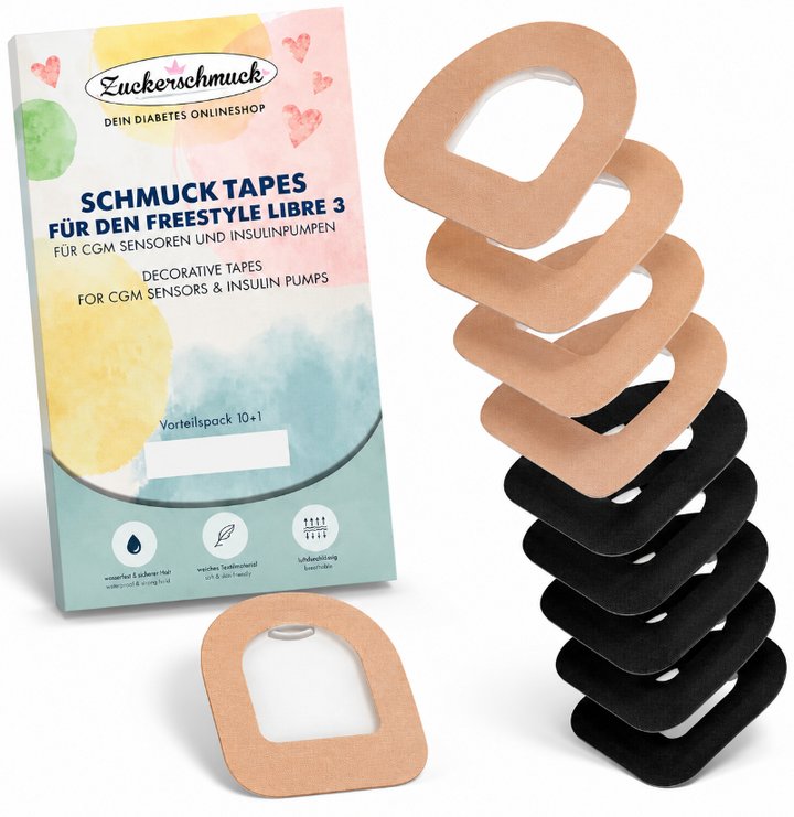 Zuckerschmuck Tape Sparpack Omnipod 5 Omnipod Dash Beige Schwarz