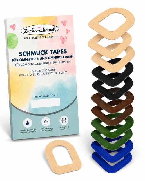 Lot économique 10+1 Tape + Sticker BASIC MIX (compatible par ex. OMNIPOD, OMNIPOD 5, OMNIPOD DASH)