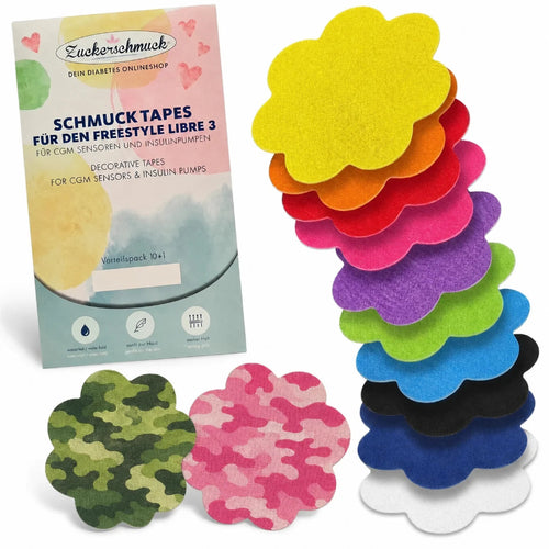 Sparpack 10+1 Tape Blume Überaschungsmix (Overpatches passend z.B. Libre, Dexcom G7, Medtronic Enlite, SmartGuide)