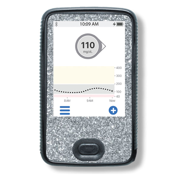 Glitzer Sticker Set für Dexcom G6 silber