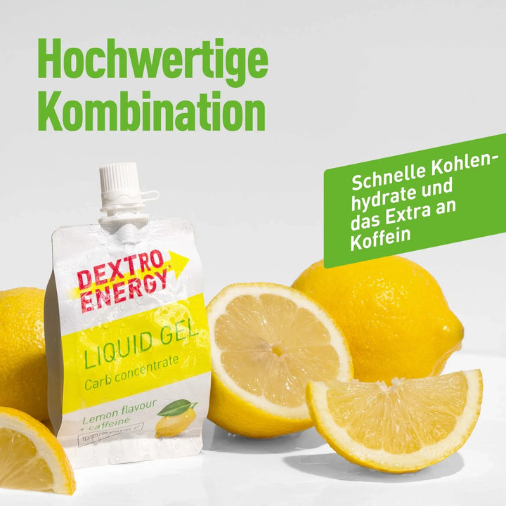 Dextro Energy Liquid Gel Lemon + Koffein, Traubenzucker Gel Zitrone, 60 ml