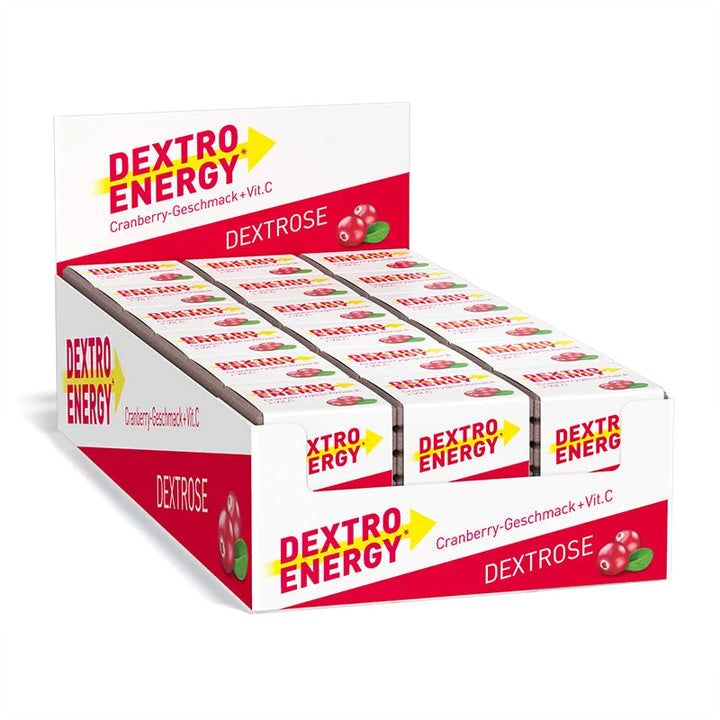 Dextro Energy Würfel Cranberry + Vitamin C, Traubenzucker, 8 einzeln verpackte Täfelchen, 46 g