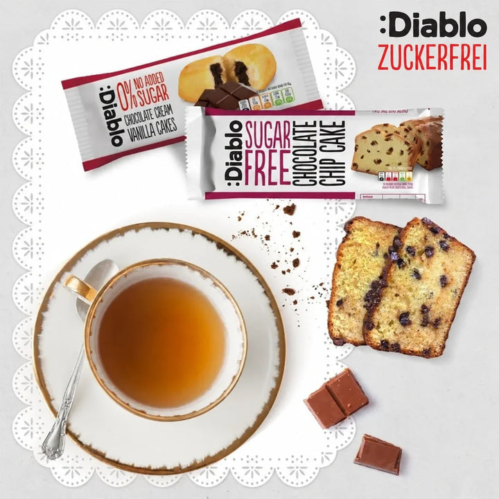 Diablo bizcocho sin azúcar de pepitas de chocolate (200 g, solo 23 g de HC computables/100 g)