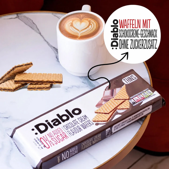 Diablo barquillo sin azúcar con crema de chocolate (150 g, de 9 a 14 g de HC computables por ración de 25 g)