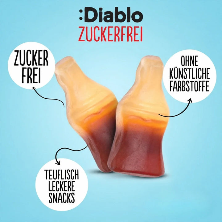 Diablo botellitas de cola sin azúcar (75 g, solo 1,8 g de HC computables por bolsita)