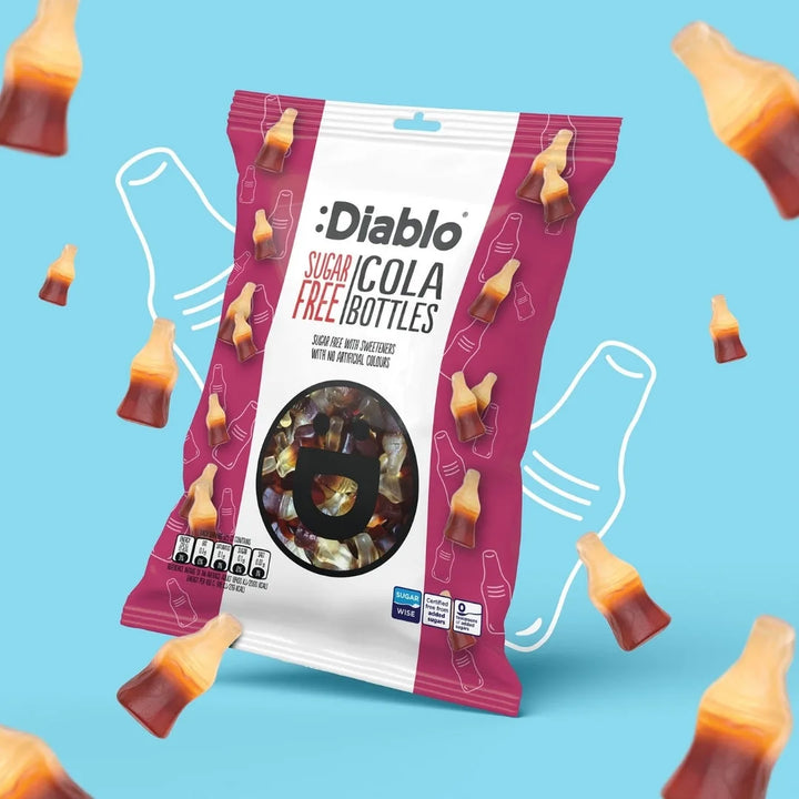 Diablo botellitas de cola sin azúcar (75 g, solo 1,8 g de HC computables por bolsita)
