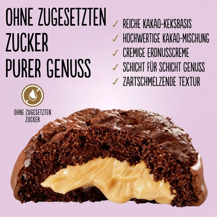 Diablo galletas de cacao con cacahuete sin azúcar, bañadas en chocolate con leche entera (110 g, 3,3 g de HC computables por galleta)