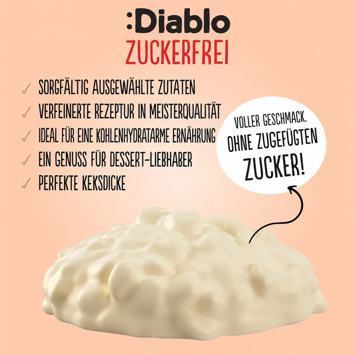 Diablo galletas de coco sin azúcar con caramelo y cacahuetes (100 g, 3,3 g de HC computables por galleta)