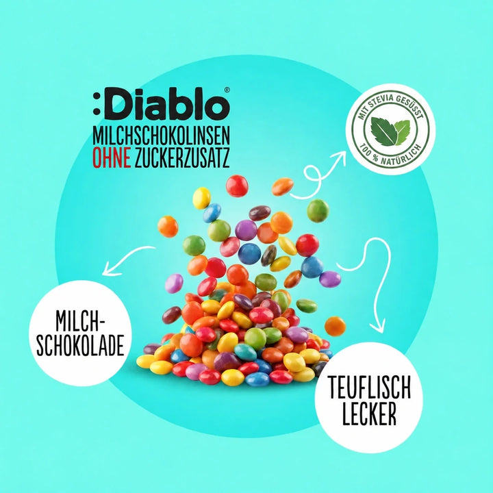 Diablo grageas de chocolate sin azúcar (40 g, 2,6 g de HC computables)