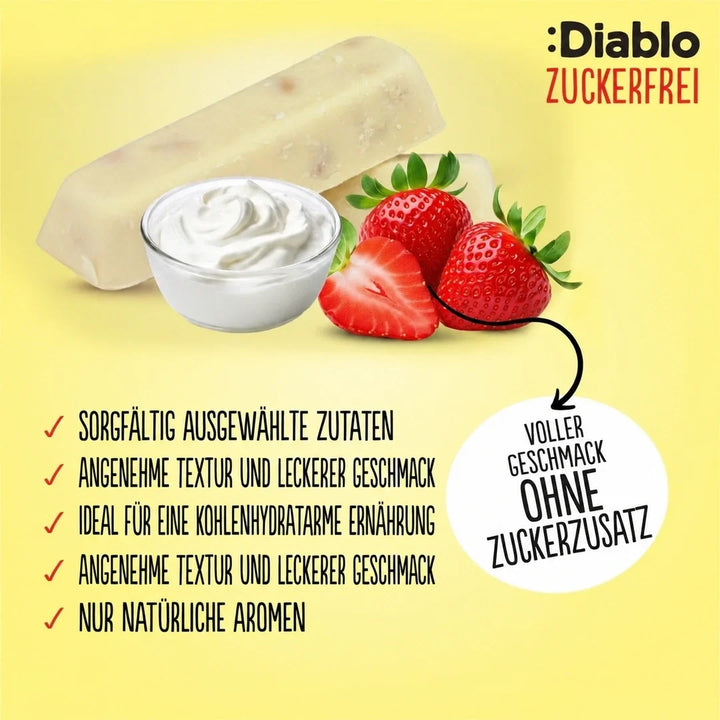 Diablo barrita de yogur de fresa sin azúcar (30 g, 11 g de HC computables)