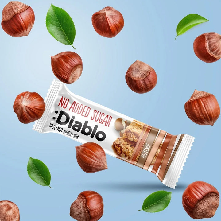 Diablo barrita de muesli de avellana sin azúcar (30 g, 13 g de HC computables)