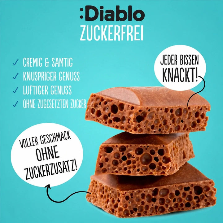 Diablo barrita chocolate bubble sin azúcar (30 g, 2 g de HC computables)