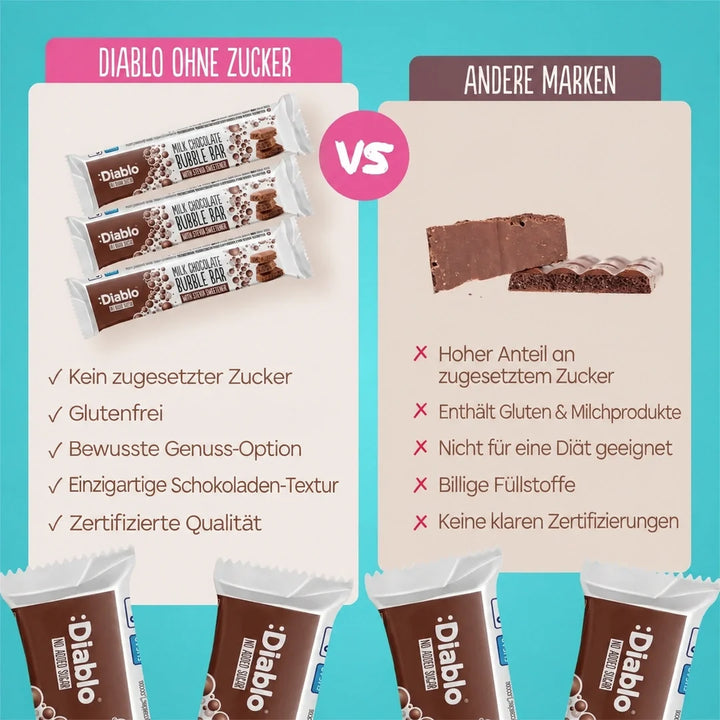Diablo barrita chocolate bubble sin azúcar (30 g, 2 g de HC computables)