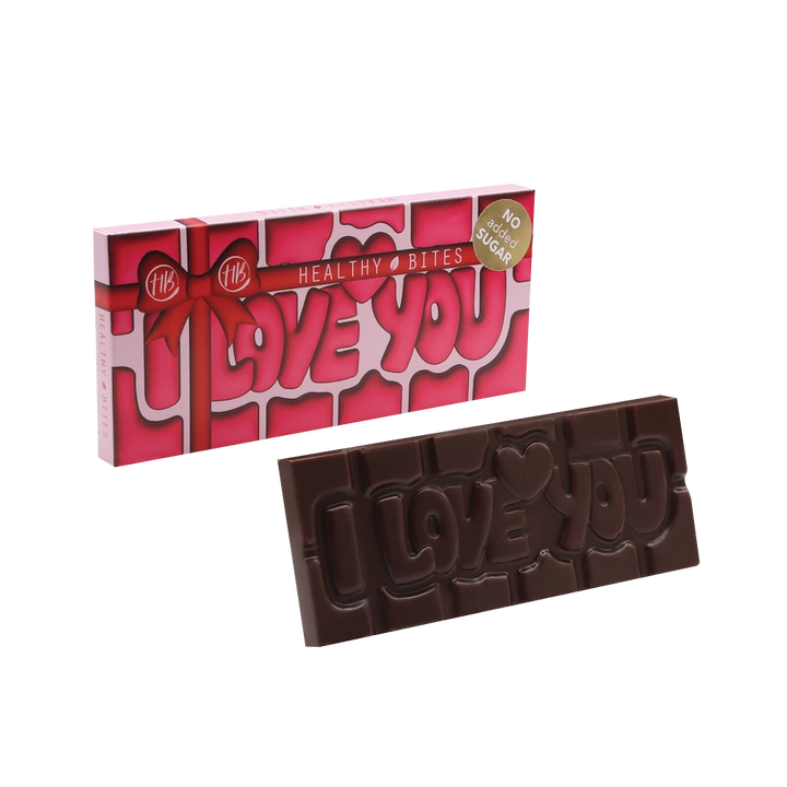 Healthy Bites „I LOVE YOU“ zuckerfreie Vollmilchschokolade, 45 g (8,8 g anrechenbare KH* je 100 g)