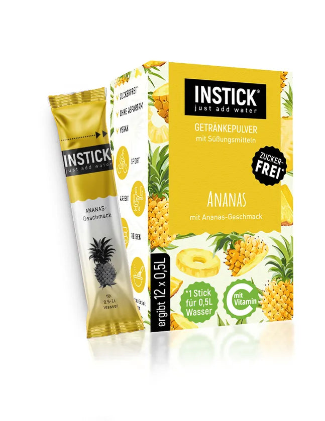 INSTICK Getränkepulver ohne Zucker, Ananas 12x (12 x 0,5 l, ohne KH/BE)