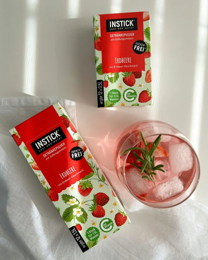 INSTICK poudre pour boisson sans sucre, fraise 12x (12 x 0,5 l, sans glucides/unités-pain)