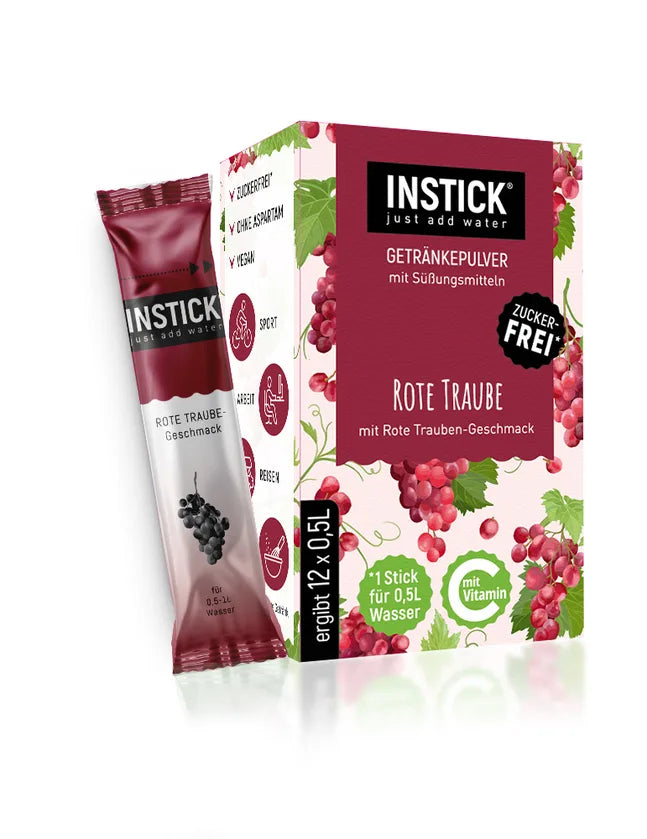 INSTICK sugar-free drink powder, red grape 12x (12 x 0,5 l, without carbs/BE)