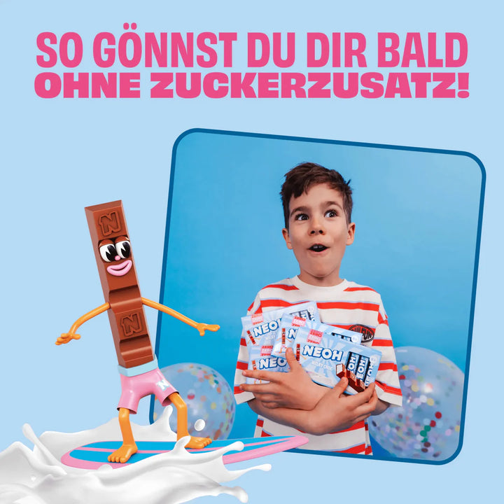 NEOH MILKY CHOC Riegel - 8x Milchschokoladeriegel ohne Zucker (1,6g anrechenb. KH/Riegel)