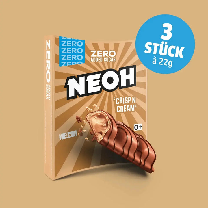 NEOH Crisp N Cream, 3x sugar-free wafer with hazelnut cream filling (3.4 g countable carbs* per bar)
