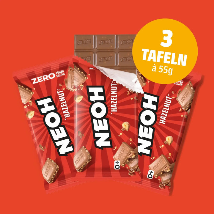 Chocolat NEOH aux noisettes, chocolat keto et chocolat low carb sans sucre (3 g de glucides* pris en compte par tablette)