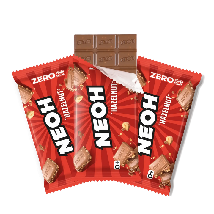 Chocolat NEOH aux noisettes, chocolat keto et chocolat low carb sans sucre (3 g de glucides* pris en compte par tablette)