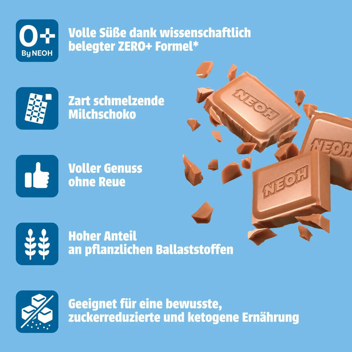 NEOH Milk Chocolate: sugar-free low-carb chocolate, keto (7.7 g countable carbs* per 100 g)