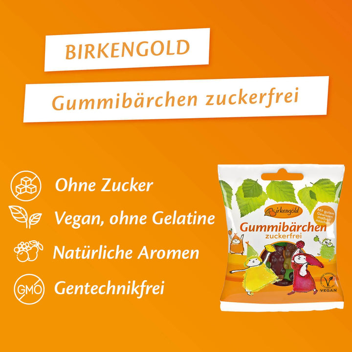 Zuckerfreie Gummibärchen mit Xylit ohne anrechenbare Kohlenhydrate/BE für Diabetiker