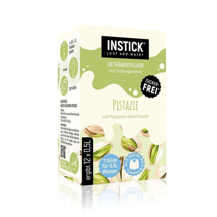 INSTICK Pistachio for 12 x 0.5 l: 12x drink powder for sugar-free drinks, vegan (no carbs/BE)