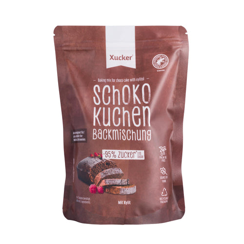 SCHOKOKUCHEN Backmischung mit Xylit (350g) - nur 24g anrechenb. KH/100g fertiger Kuchen - Sonderpreis wegen MHD 04/2025