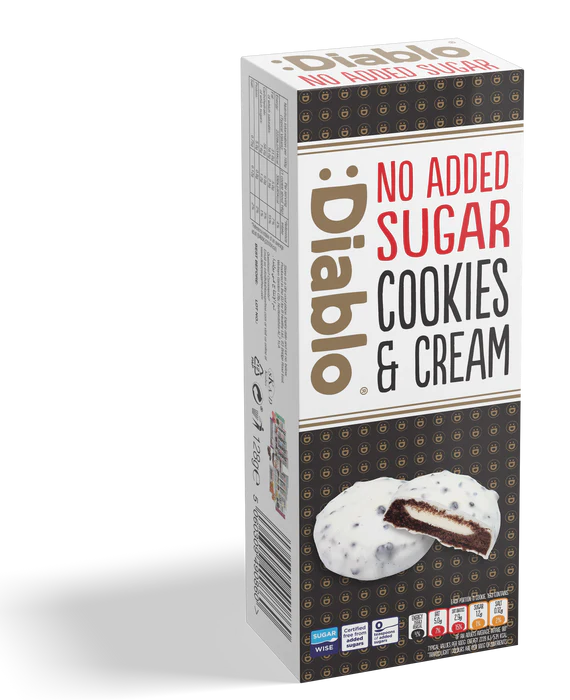 Diablo zuckerfreie weiße Schokoladenkekse mit Milchcreme (128 g)  nur 4 g anrechenb. KH/Keks