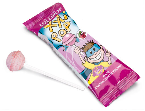 Xylipop Lolli Strawberry - Zahnpflege mit Stil - gesunde Diabetiker Lutscher aus Xylit. Xylit reduziert nachweislich Karies und Zahnstein.